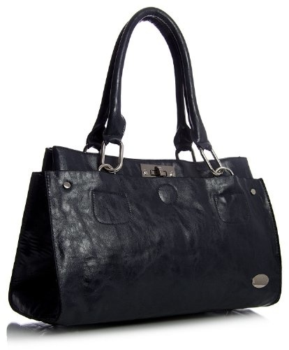 Vince Camuto NEW Black Caviar Leather Leila Large Shoulder Tote
