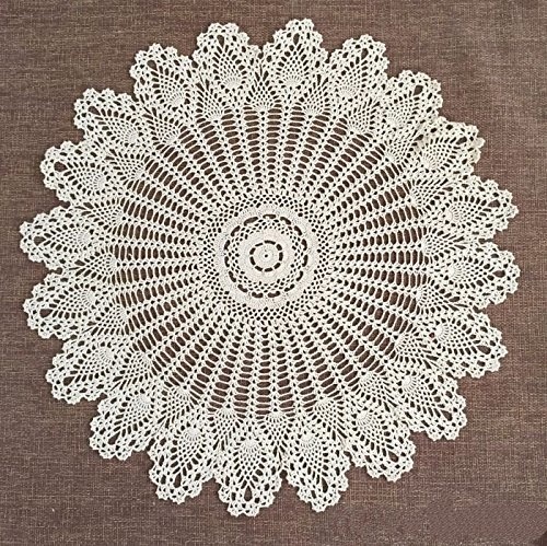 Vtg HAND Crochet Lace Doily Rounds Scalloped Ecru ROSETTE 6PCS Lot Wedding 6" 