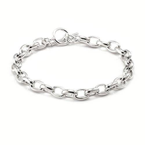 ELYA Stainless Steel Polished 'I(HEART)U' Letter Charm Bracelet