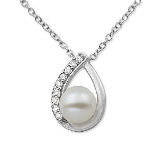 Damen Hals Kette hochwertiger Edelstahl 316 silber Anhänger Perle perlmutt