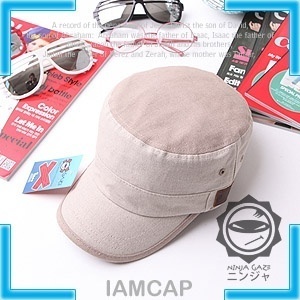 【クリックでお店のこの商品のページへ】[GAZE] Linen Combi Bias Blind Military Cap (Beige) ＋ Free Gift [10280]