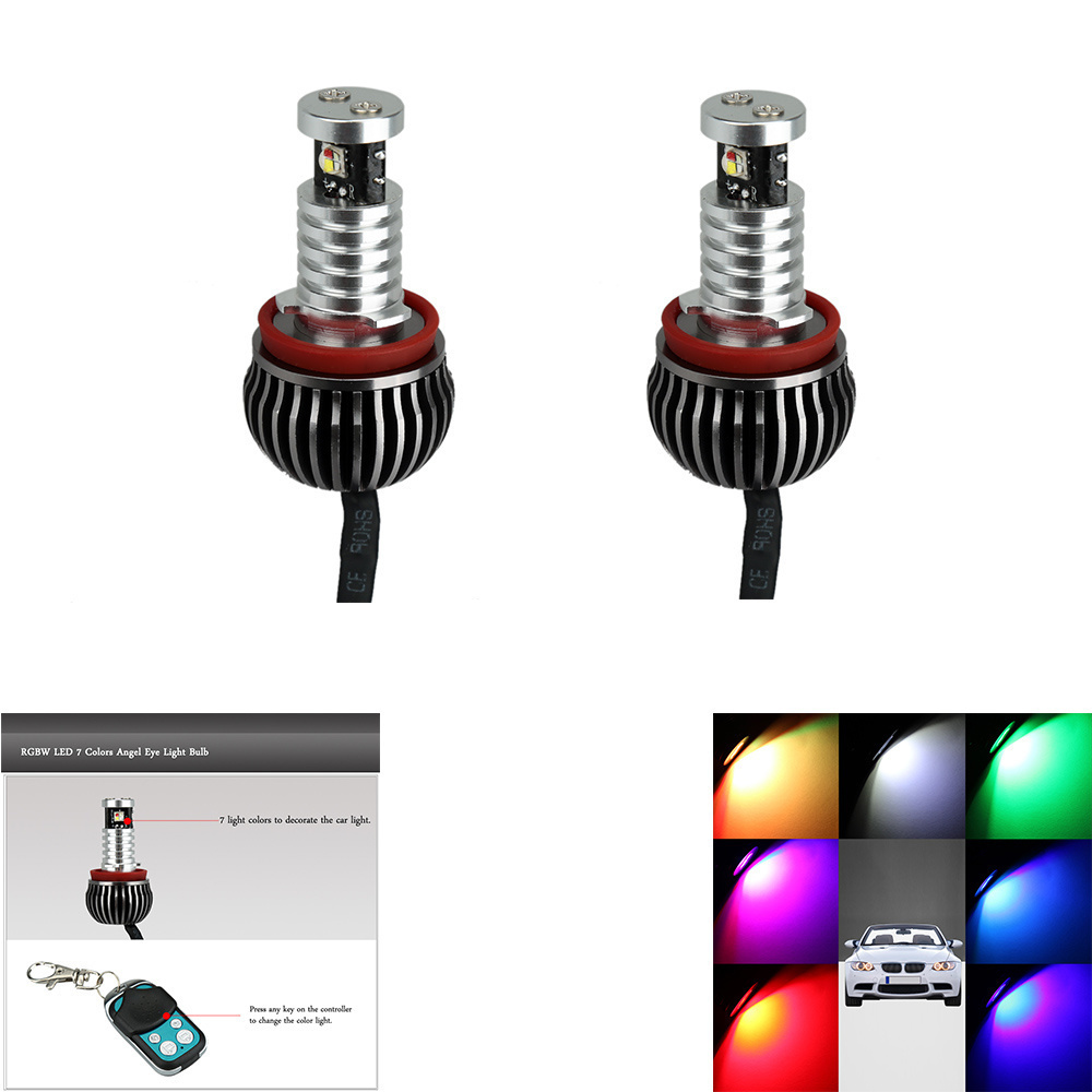 【クリックで詳細表示】2個車RGBWはBMW E92用の40W 7色のエンジェルアイヘッドライトハローリングマーカーの電球をLED