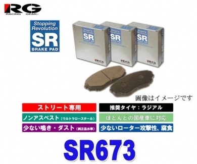 【クリックで詳細表示】RG(レーシングギア) SR673 【SRブレーキパッド フロント用 ワゴンR MH22S 660CC 07年02月～】