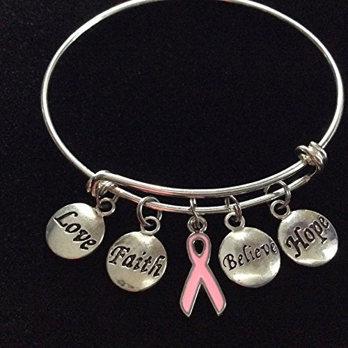 【クリックで詳細表示】[アメリカ直送]Pink Awareness Ribbon Love Faith Believe Hope Bracelet
