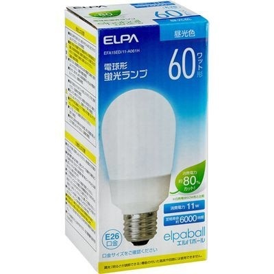 【クリックでお店のこの商品のページへ】ELPA 電球形蛍光ランプ 60W形 E26 昼光色 EFA15ED/11-A061H
