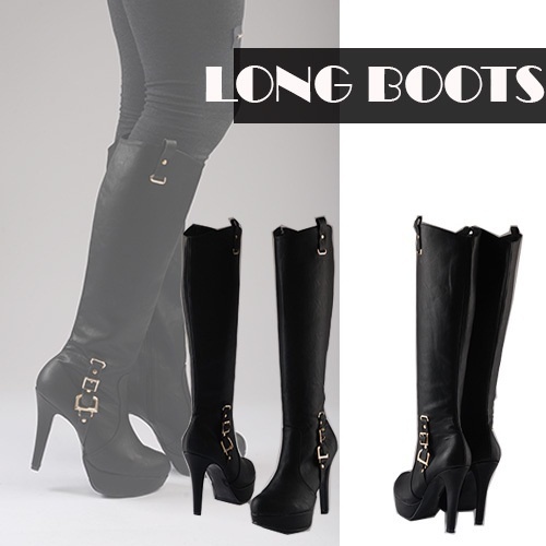 【クリックで詳細表示】★HOT★long Boots/bootie D860/12cm/可愛いブーツ/ヒール12cm/black