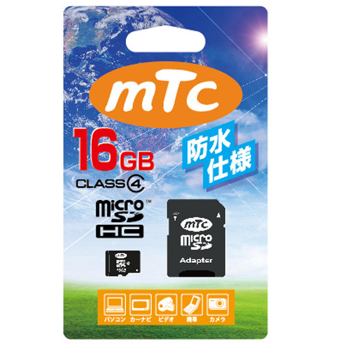 【クリックで詳細表示】mtc(エムティーシー) microSDHCカード 16GB class4 (PK) MT-MSD16GC4W