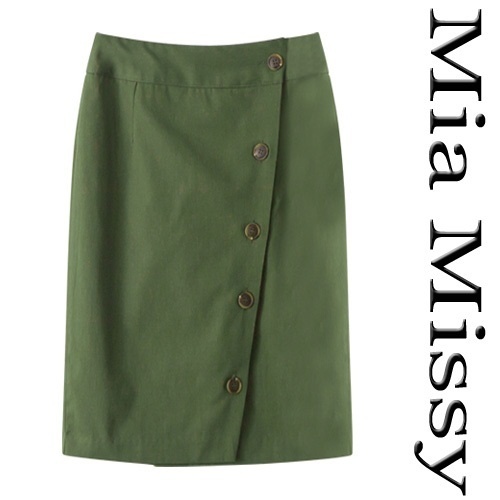 【クリックでお店のこの商品のページへ】[i12mia-missy] 質の良い Mia Missy！！ ラップスタイル・斜線ボタン・Hラインスカート(oPsk-5129)