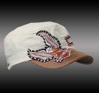 【クリックで詳細表示】「H53」ハーレーダビッドソンパッチスタッズカスタムレザーキャップ・メンズ帽子・ライダー帽子・ハーレー帽子・メンズハット