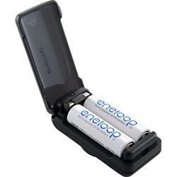 【クリックで詳細表示】[SANYO]eneloop 単3・単4形 ニッケル水素電池専用充電機能付キャリングケースセット N-WL01S-K [ブラック] / おくだけ充電