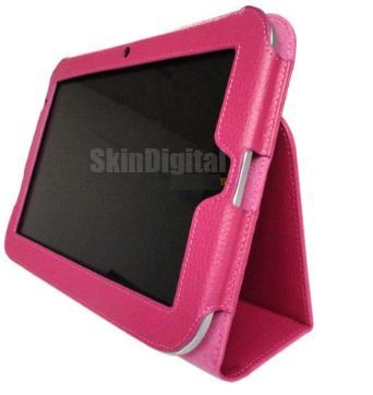 【クリックでお店のこの商品のページへ】Hot Pink Genuine Leather Case Cover For Lenovo IdeaPad K1 Tablet/ ホットピンクの本革ケースカバー
