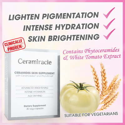 MEGA WEEKEND PROMO*** (VISIBLE RESULTS!!) Ceramiracle White Tomato Extract ♥ Whitening ♥ Lighten Skin Pigmentation♥ Clinically Proven ♥ As seen on Channel 8 ♥ 30 veg capsules/ box ♥ Intense Hydration♥