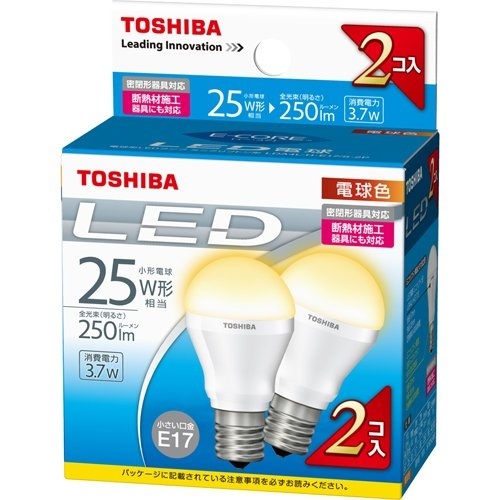 【クリックで詳細表示】東芝LED電球 ミニクリプトン形廉価版 2P LDA4L-H-E17/S-2P