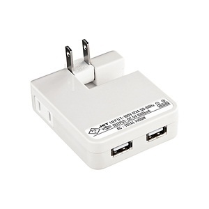 【クリックでお店のこの商品のページへ】サンワサプライ ACA-IP23W USB充電タップ型ACアダプタ(出力1A×2ポート)ホワイト