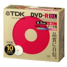 【クリックでお店のこの商品のページへ】DR85PWB10S DVD-R DL PCデータ用 8.5GB 1-8X インクジェットプリンタ対応ホワイトワイドレーベル 5mmケースX10枚入り