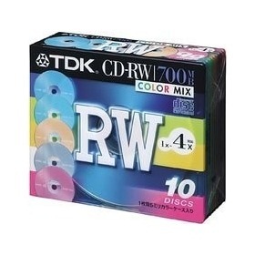 【クリックでお店のこの商品のページへ】CD-RW80X10CCS CD‐RW700MB データ用CD-RW(1-4倍速記録対応) カラーmix 10枚パック