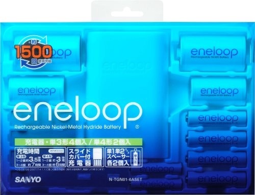 【クリックでお店のこの商品のページへ】SANYO NEW eneloop 電池スペーサー付充電器セット N-TGN01-6ASET