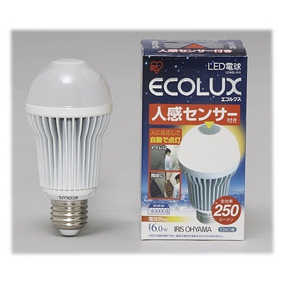【クリックでお店のこの商品のページへ】アイリスオーヤマ LED電球 エコルクス 人感センサー付 6W 電球色 LDA6LHS