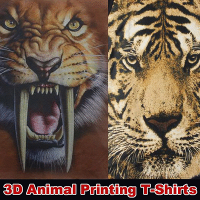 【クリックで詳細表示】3D Animal Short Sleeve T Shirts / 男性3Dアニマル半袖Tシャツ - 2013年新しい特別ダイナミック印刷