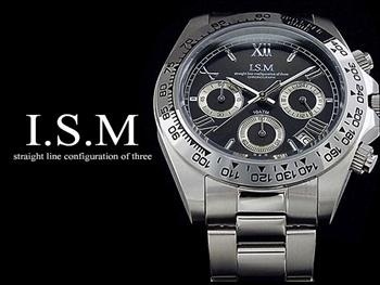 【クリックでお店のこの商品のページへ】イズム I.S.M クロノグラフ 腕時計 IS001-SSBK