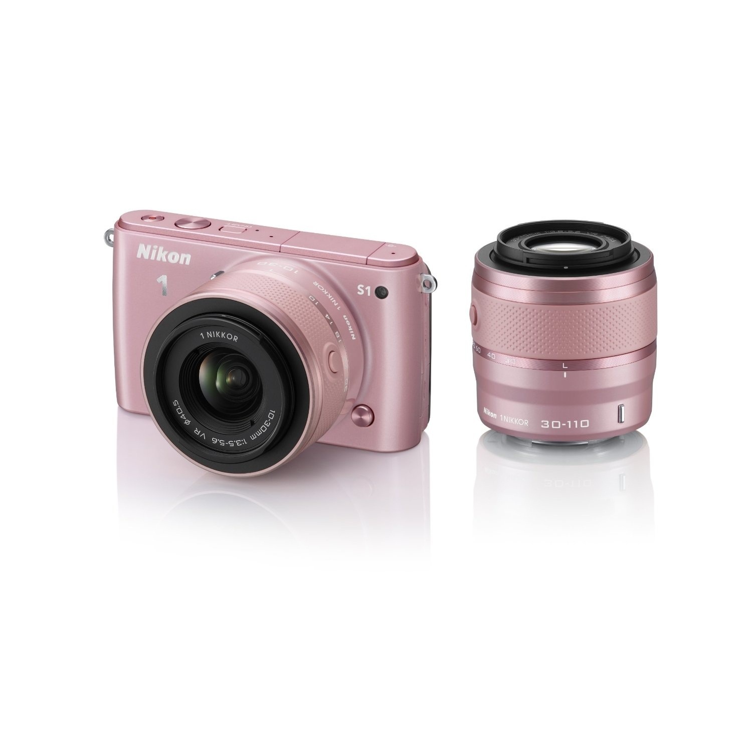 【クリックで詳細表示】[NIKON]新品ニコンNikon 1 S1 ダブルズームキット [ピンク]「Nikon 1 S1」「1 NIKKOR VR 10-30mm f/3.5-5.6」「1 NIKKOR VR 30-110mm f/3.8-5.6」のセット
