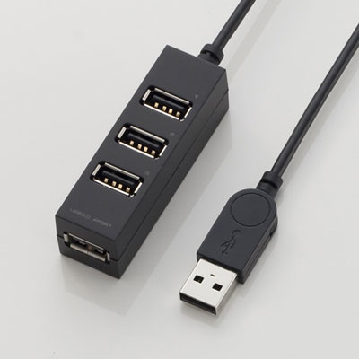 【クリックで詳細表示】エレコム USBHUB2.0/スマートハブ/バスパワー/4ポート/1m/ブラック U2H-TZ410BBK
