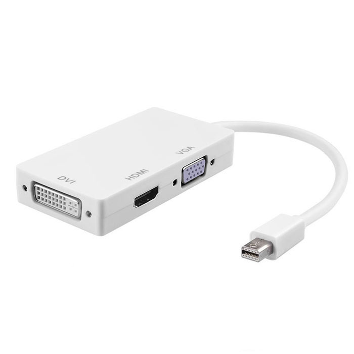 【クリックでお店のこの商品のページへ】Mini DP Displayport Thunderbolt to DVI VGA HDMI Adapter Cable - White