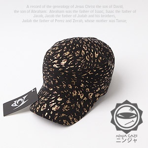 【クリックでお店のこの商品のページへ】[GAZE] Tiger Skin Gold Print Military Cap (Black) ＋ Free Gift [10060]