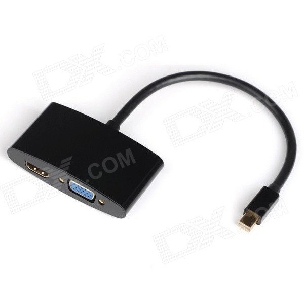 【クリックでお店のこの商品のページへ】CY DP-079-BK Mini DP Thunderbolt to VGA ＆amp HDMI Adapter Cable