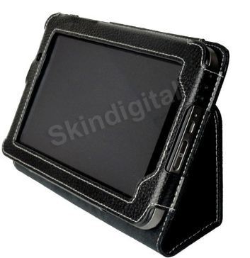 【クリックでお店のこの商品のページへ】Black Genuine Leather Case Cover For Lenovo IdeaPad A1 7 Tablet/ 黒の本革ケースカバー