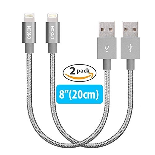 【クリックで詳細表示】ONSON 2Pack 8 inch iPhone Lightning Cable Charging Cord Nylon Braided USB Cable 8 Pin Cable for iPhone 6/6s/6 plus/6s plus，5c/5s/5，iPad Air/Mini，iPod Nano(Gray)