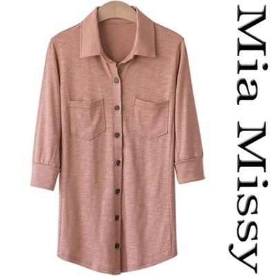 【クリックで詳細表示】[i12mia-missy] 質の良い Mia Missy！！ スリムフィット・8分丈袖Tシャツ(oPts-14618)