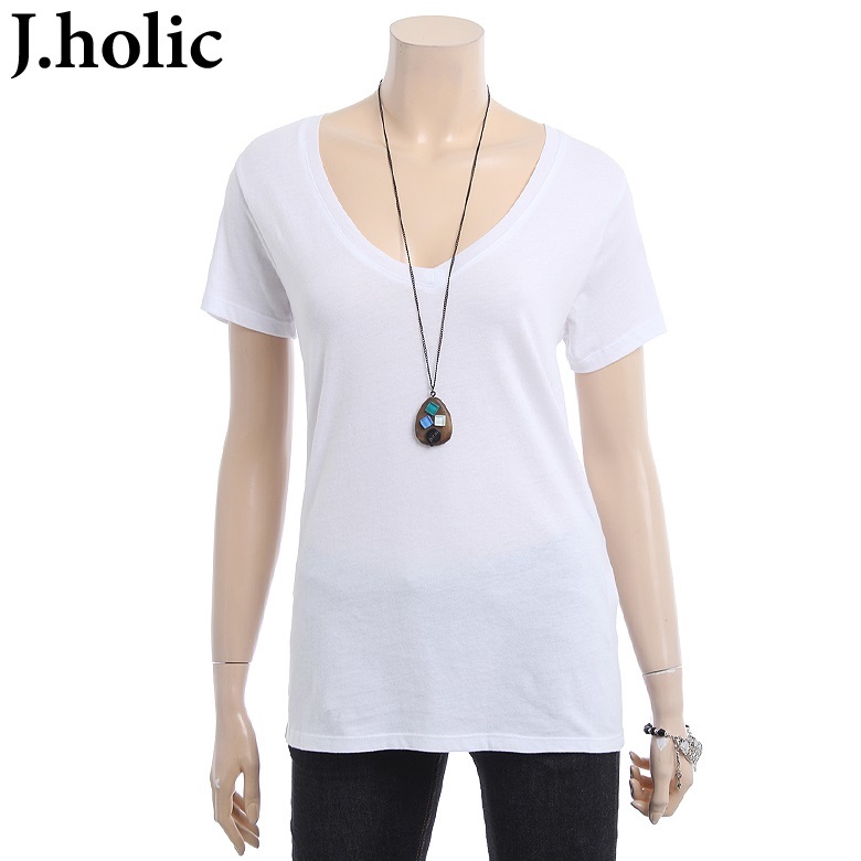 【クリックでお店のこの商品のページへ】[J.holic]Deep V neck t-shirt basic＿922221085