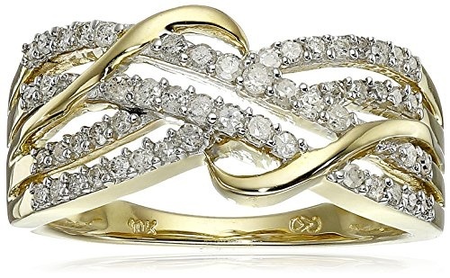 【クリックで詳細表示】10k Yellow Gold Diamond Ring (1/3 cttw， H-I Color， I3 Clarity)， Size 7