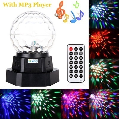 【クリックでお店のこの商品のページへ】MP3プレーヤーパーティーDJ 110V-240VとSG充電式自動音声起動のミニLEDクリスタルマジックボールライト舞台照明