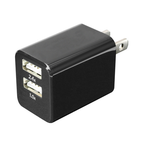 【クリックでお店のこの商品のページへ】ミヨシ USB-ACアダプタ 2.4A対応 2ポート 黒 IPA-24U/BK