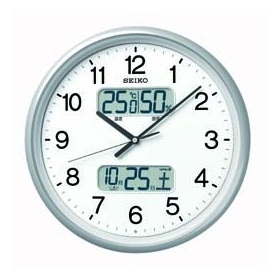 【クリックで詳細表示】KX348S 掛け時計 カレンダー表示 温度表示 湿度表示 電波時計