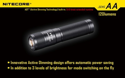 【クリックで詳細表示】懐中電灯-NITECORE SENS CREE XP-G R5 120 Lumens AA 3-Mode Waterproof LED Flashlight