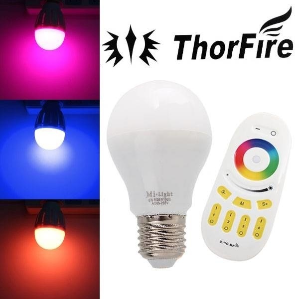 【クリックで詳細表示】ThorFire G1 E27 6W(50W) RGB Color Changing LED Bulb Remote Combo