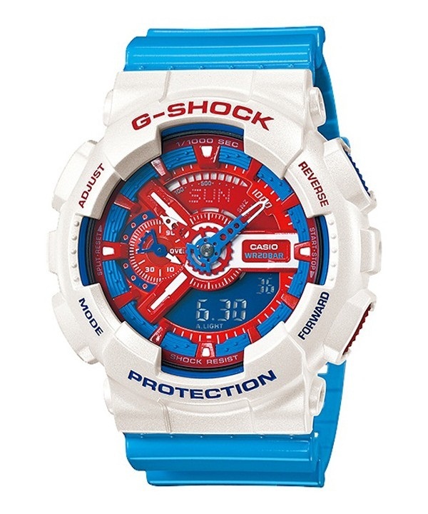 【クリックでお店のこの商品のページへ】CASIO[CreationWatches] Casio G-Shock Red Blue Analogue Digital GA-110AC-7A Mens Watch