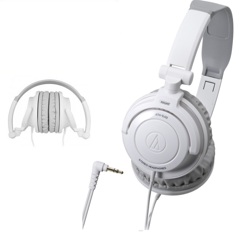 【クリックで詳細表示】Audio Technica ATH-SJ33WH オーディオテクニカATH-SJ33WH白のDJスタイルポータブルヘッドホンATHSJ33を/ GENUINE