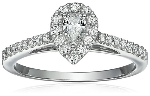 【クリックで詳細表示】10k White Diamond Engagement Ring (1/2 cttw， H-I Color， I1-I2 Clarity)， Size 7