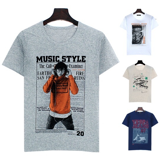 【クリックで詳細表示】[MC homme]プリントTシャツ/半袖/ラウンドネックライン/夏Tシャツ/定番アイテム