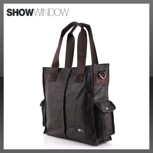 【クリックで詳細表示】[SHOWWINDOW][SHOWWINDOW] NWT Mens Messenger Tote Shoulder Bag Leather Bag！-DARKBROWN-subi/JS6612