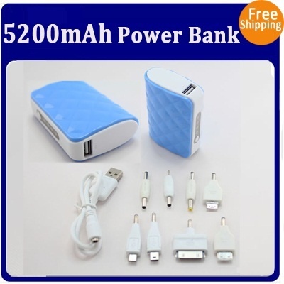 【クリックでお店のこの商品のページへ】Free Shipping 5200mAh Portable External Mobile Power Bank charger for iphone5 Galaxy s4 i9500