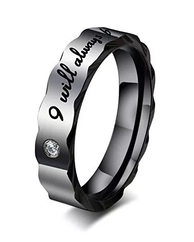 Qoo10 Stainless Steel Couples Ring I will always be with you for Lovers Promise Engagement Black