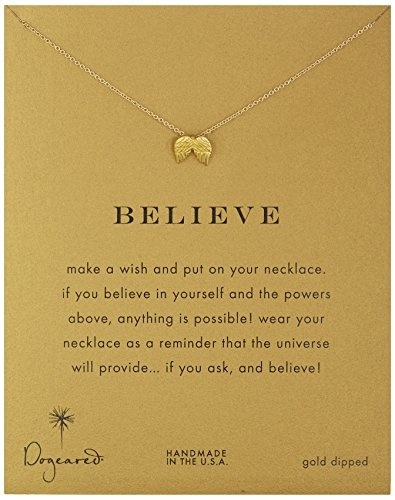 【クリックでお店のこの商品のページへ】Dogeared ＆quot Reminders＆quot Believe Gold Angel Wings Pendant Necklace， 18＆quot