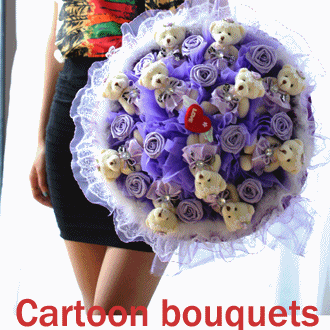 【クリックで詳細表示】【Cartoon bouquet】漫画の花束/小さなウサギの人形の花造花/誕生日プレゼントのアイデアの女の子の卒業のギフト