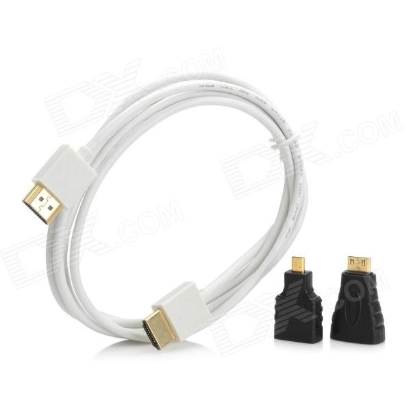 【クリックで詳細表示】3-in-1 HDMI female to Micro / Mini HDMI Male Adapters ＋ HDMI Male to Male Connection Cable - White