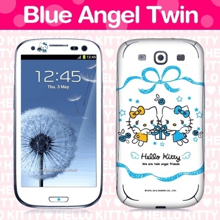 【クリックで詳細表示】キティちゃん ハローキティ Hello Kitty スキンシール au AQUOS SERIE(SHL21)/ISW16SH/IS14SH/IS13SH/IS12SH/IS11SH/IS05 SHARP【Blue Angel Twin】キティちゃんスマホスキンシール